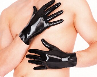 Big women in spandex Shiny latex gloves